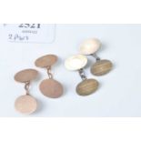 Two pairs of yellow metal cufflinks, being a 9ct rose gold pair of oval double-ended cufflinks