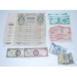 Imperial Russia, a collection of nine 1912 500 rouble banknotes, together with various Central