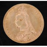 Great Britain, 1887 gold full sovereign, Victoria jubilee bust, rev; St George and Dragon above