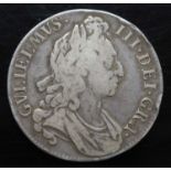 Great Britain, 1696 crown, William III laureate bust, rev; crowned shields around central lion,