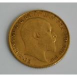 Great Britain, 1908 gold half sovereign, Edward VII, rev: St George and Dragon above date. (1)