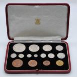 Great Britain, 1937 George VI Coronation fifteen-coin specimen set, crown down to farthing, in