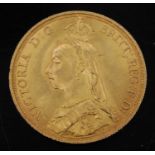 Great Britain, 1887 gold two pound coin, Victoria jubilee bust, rev; St George and Dragon above