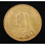 Great Britain, 1887 gold full sovereign, Victoria jubilee bust, rev; St George and Dragon above