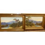 Early 20th century school - Pair; Mountain landscape scenes, gouache, 24 x 44cm