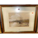 C Davenport - At Anchor, watercolour, signed and dated 1874 lower right, 23 x 32.5cm