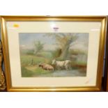 A J Simpson - Cattle in a landscape, gouache, signed and dated 1930 lower right, 25 x 37.5cm