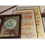 An advertising mirror for Players Navy Cut Cigarettes, together with two framed poster prints, being