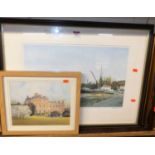 A framed limited edition print of Pin Mill; together with a topographical print (2)