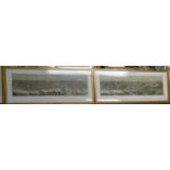 Smyth - a Panorama of London 1845, pair, tinted engravings, 30x120cm, each in glazed gilt