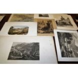 Assorted loose continental prints and engravings, to include German and Norwegian interest