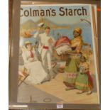 An advertising poster print for Colmans Starch, 54x41cm, in glazed faux oak frame