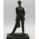 After Jean Pierre Masier (French, 1878-1957), an Art Deco style bronzed figure of a lady in standing