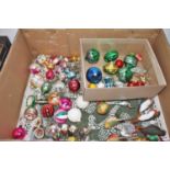 A collection of vintage Christmas tree baubles