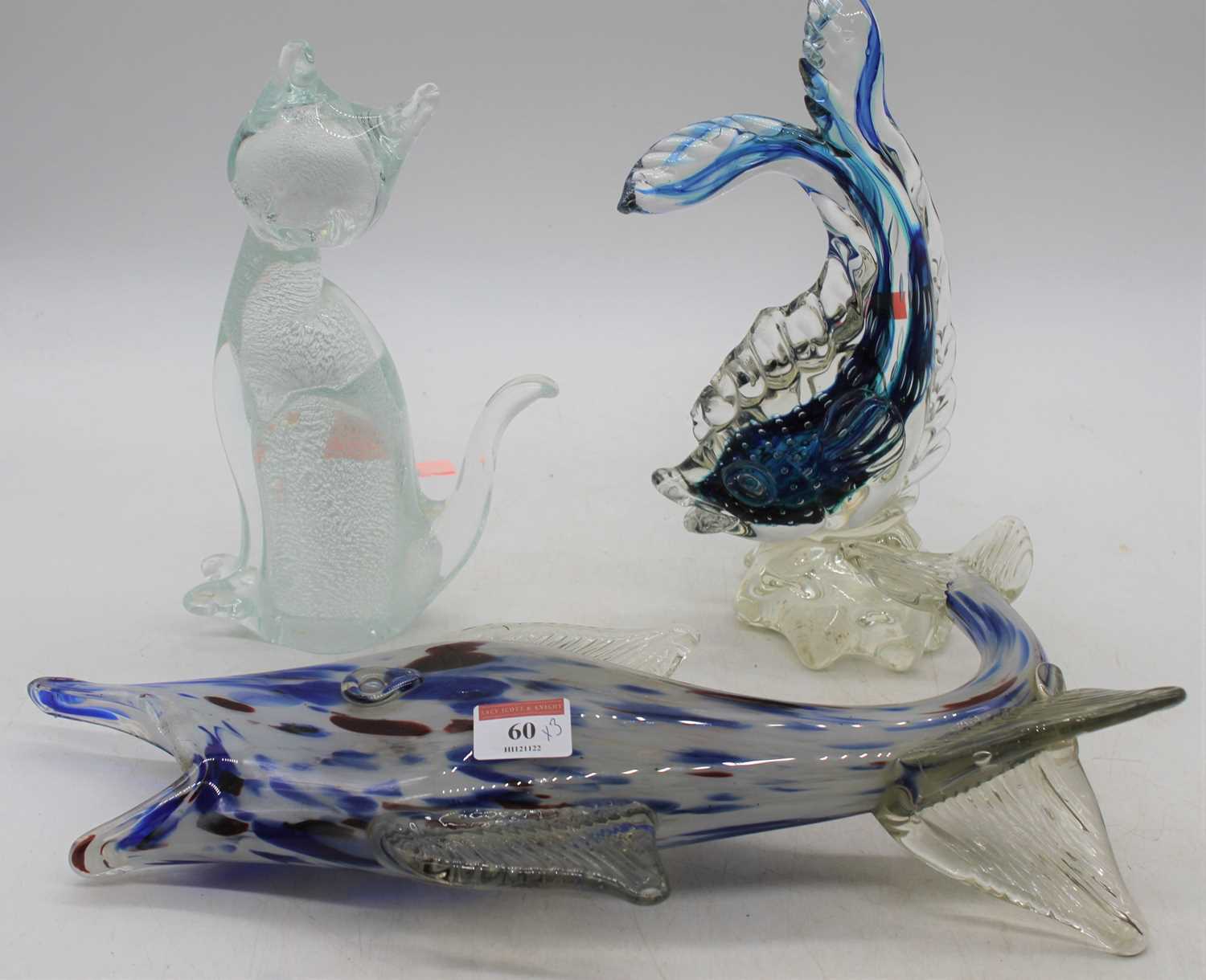 Murano glass model of a Marlin, together with one other Murano fish, and a Murano Silver Flecks