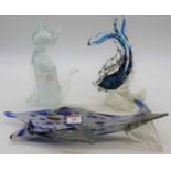 Murano glass model of a Marlin, together with one other Murano fish, and a Murano Silver Flecks