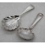 A late Victorian silver caddy spoon, having a shell shaped bowl, the terminal monogrammed CC,