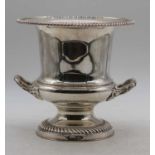 A silver plated champagne cooler, in the form of a campana urn, h.23cmSlightly tarnished and with