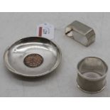 An early 20th century silver Armada type dish, inset with a coin and engraved 'From the Khalifa's