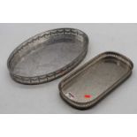 A silver plated oval galleried tray, 39 x 25cm; together with one other smaller (2)