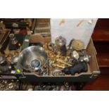 A collection of metalware, to include a silver plated coffee pot, brass table candlestick etc