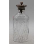 An Elizabeth II silver lidded cut glass decanter, marked 925, h.23cm