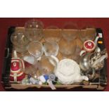 A box of miscellaneous items, to include Spode blanc-de-chine leaf moulded teapot and cover,
