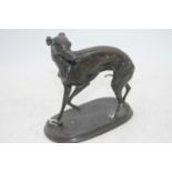 A bronze model of a greyhound, signed PJ Mene to the base, h.15cm