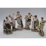 A 19th century German porcelain figure of a lady, h.20cm; together with five various German