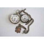 A circa 1900 continental silver cased open faced gent's pocket watch, having keyless movement, dia.