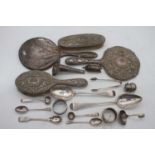 A collection of miscellaneous silver and white metal items, to include two 19th century silver