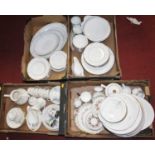 Four boxes of ceramics, to include a Royal Doulton Carnation pattern part dinner service