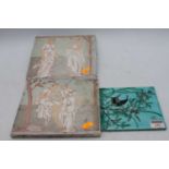 A pair of Victorian ceramic tiles, each decorated with classical figures, 20.5 x 20.5cm; together