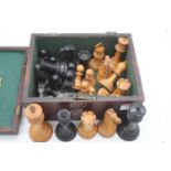 A Staunton box-wood and ebony chess set (incomplete)White – 1 missing pawn. 1 broken pawn (top