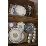 Two boxes of ceramics, to include an Alfred Meakin set of floral decorated plates