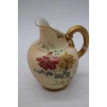 A Royal Worcester blush ivory cleft jug, decorated with flowers, No.1094, h.12.5cm