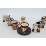 A collection of Royal Doulton miniature character jugs, to include an Old Charley ashtray