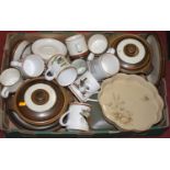 A box of miscellaneous china, to include Denby stoneware part dinner service, Denby stoneware
