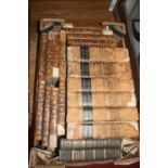 A box of books, to include two volumes John Wesley's Sermons on Several Occasions 1829, Holy Bible