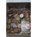 A collection of world coinage and bank notes