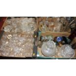 Four boxes of glassware, to include cut glass drinking glasses and a Mdina paperweight