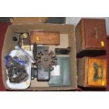 Miscellaneous items, to include a set of brass postal scales and table-top filing drawers