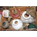 A collection of Victorian oil lamp spares