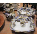 A Victorian Doulton Burslem wash set, to include two jugs & bowls, soap dish, vase, etc, each