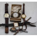 A collection of vintage watches to include a Victorian ladies silver cased pocket watch