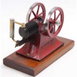 An American circa 1900 horizontal Paradox model gas engine, handpainted in red, free running