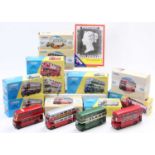 One tray containing a collection of mixed Corgi, boxed and loose public transport diecasts, to