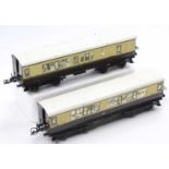 Two 1937/41 Hornby No.2 Corridor coaches, GW brown & cream, both with silvering marked (G)