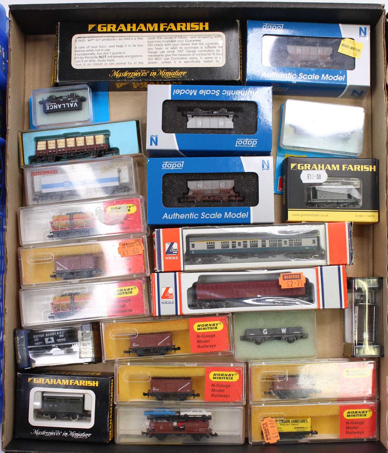 Three various trays containing a good selection of various N gauge related rolling stock, - Image 3 of 4