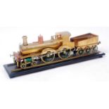 From Freelance Designs 4.5" gauge spirit-fired model of a 4-4-0 locomotive and tender, named "